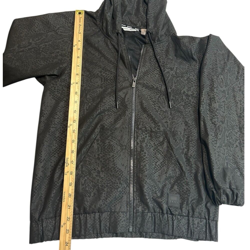 DKNY Sport Hooded Zip Jacket Black Snakeskin Print Mesh Lined XS Athleisure - Picture 8 of 10